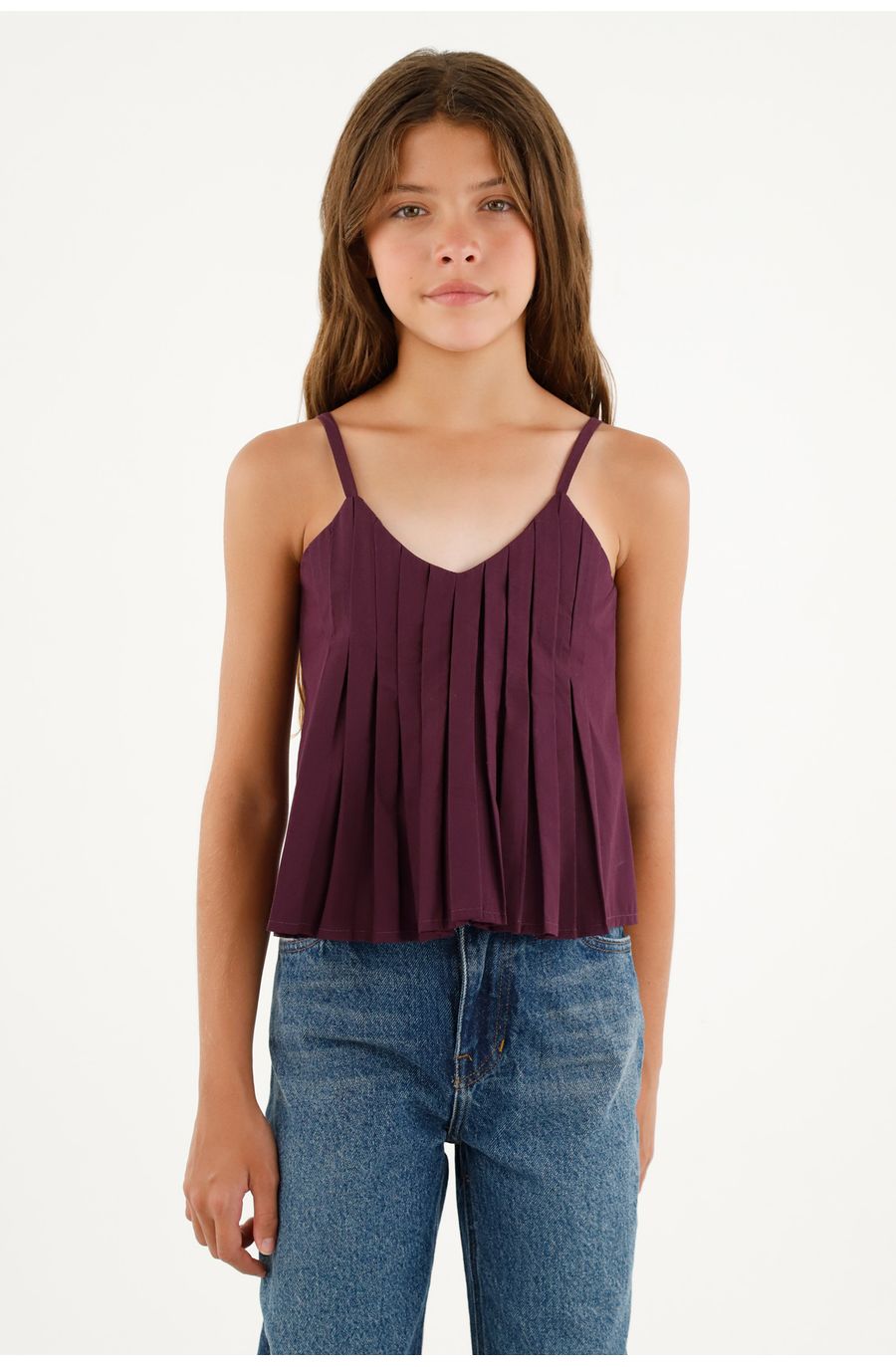 Camisa morada de tiras para niña