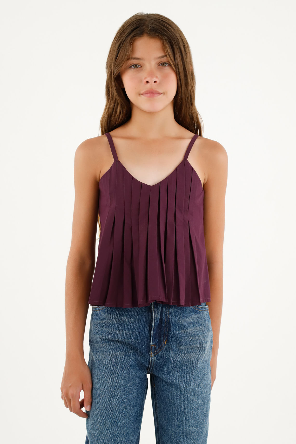 Camisa morada de tiras para niña