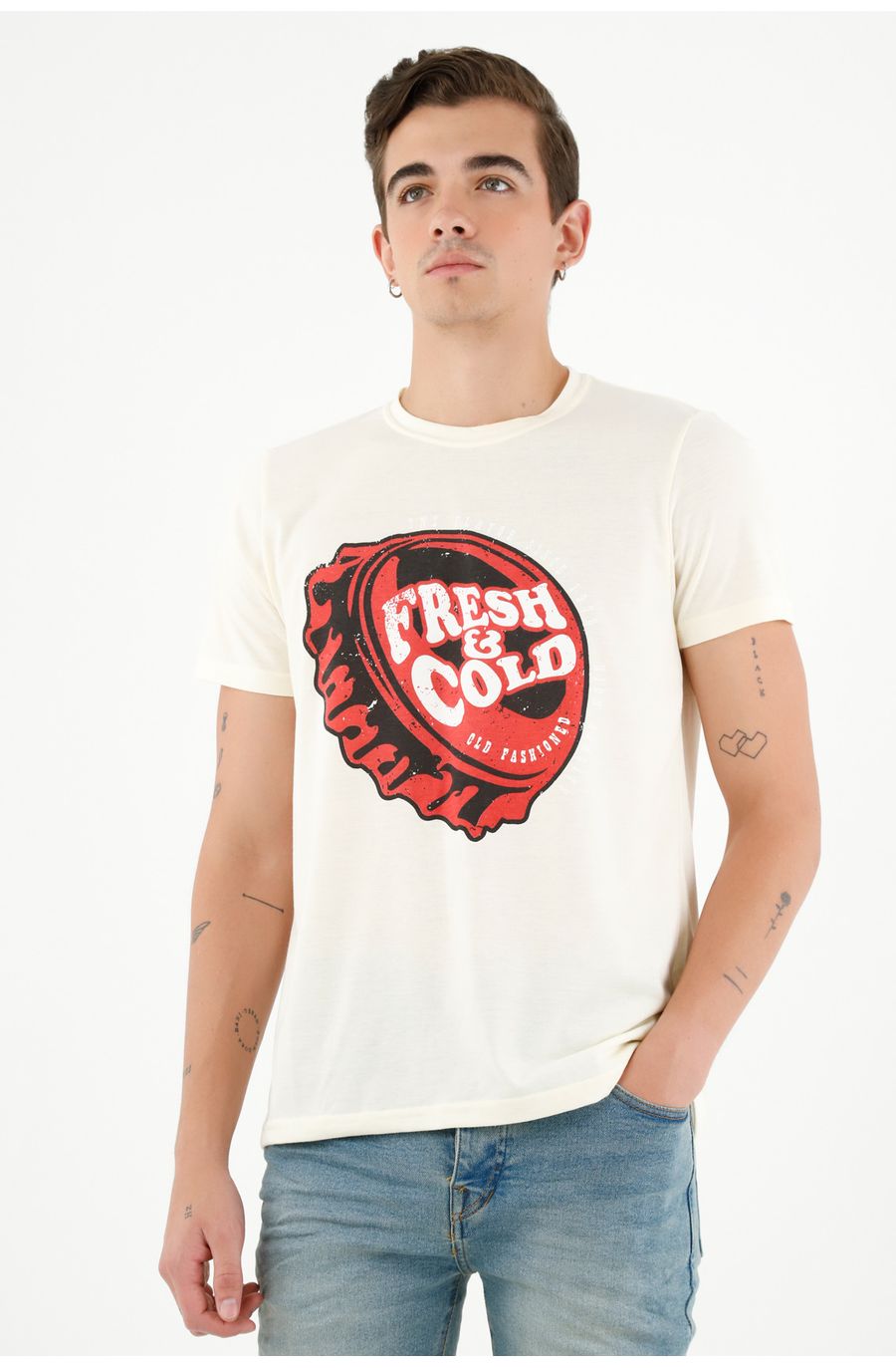 Camiseta manga corta crudo para hombre