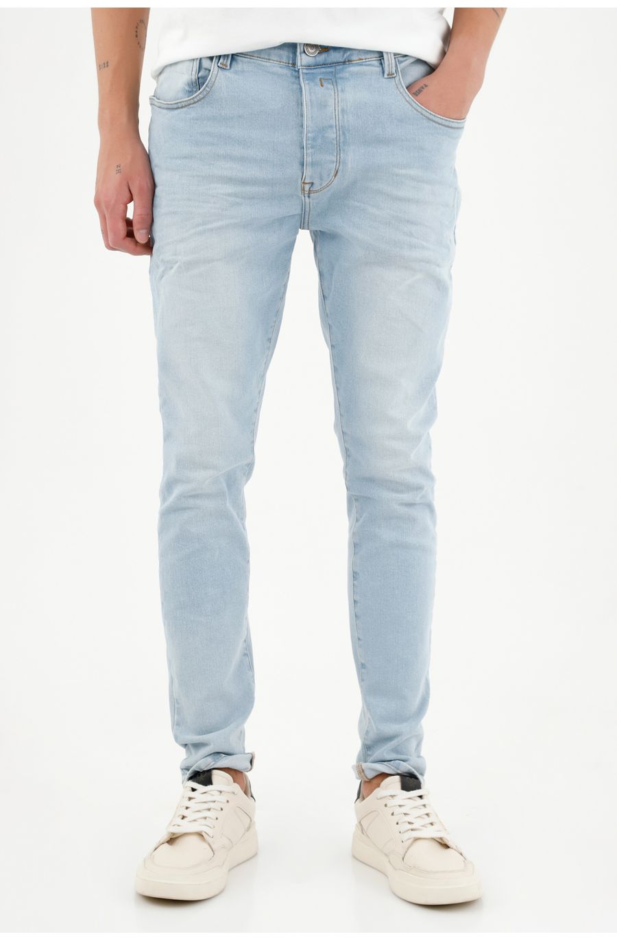Jean super skinny lavado claro para hombre