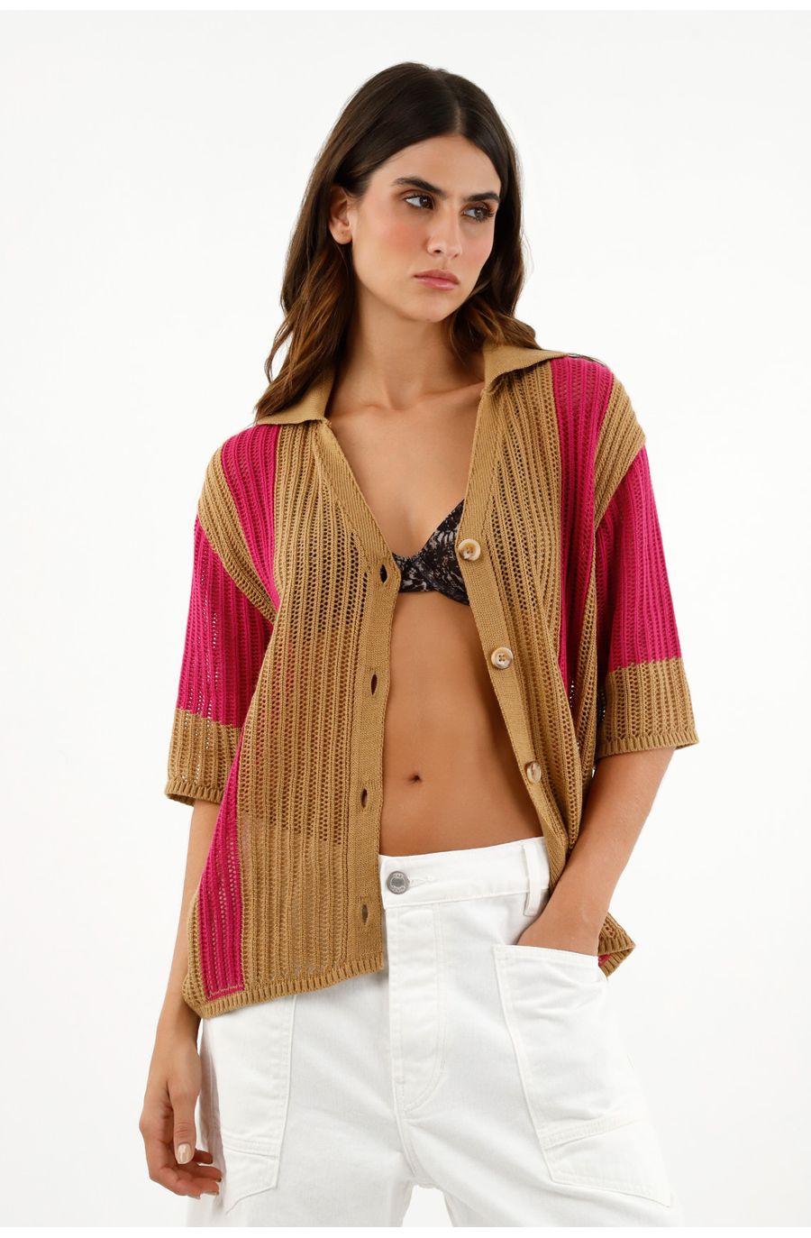 Camisa con diseño tejido para mujer