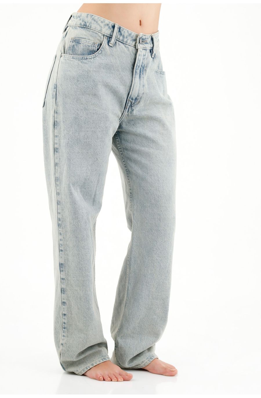 Jean azul de silueta recta para mujer