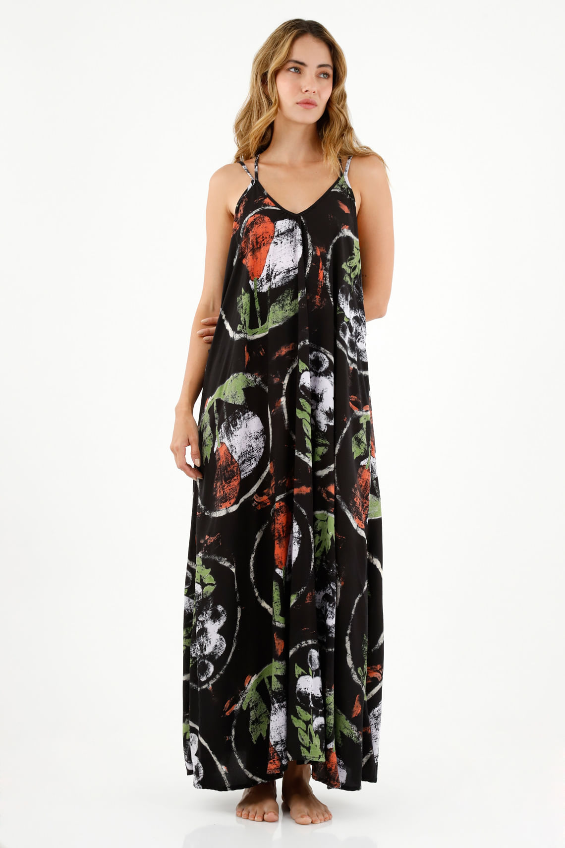 Vestido estampado de tiras para mujer