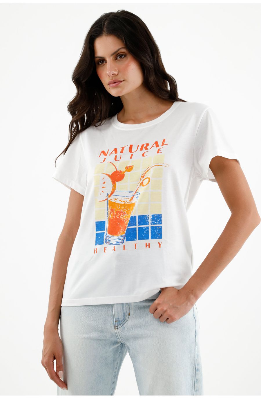 Camiseta blanca manga corta para mujer