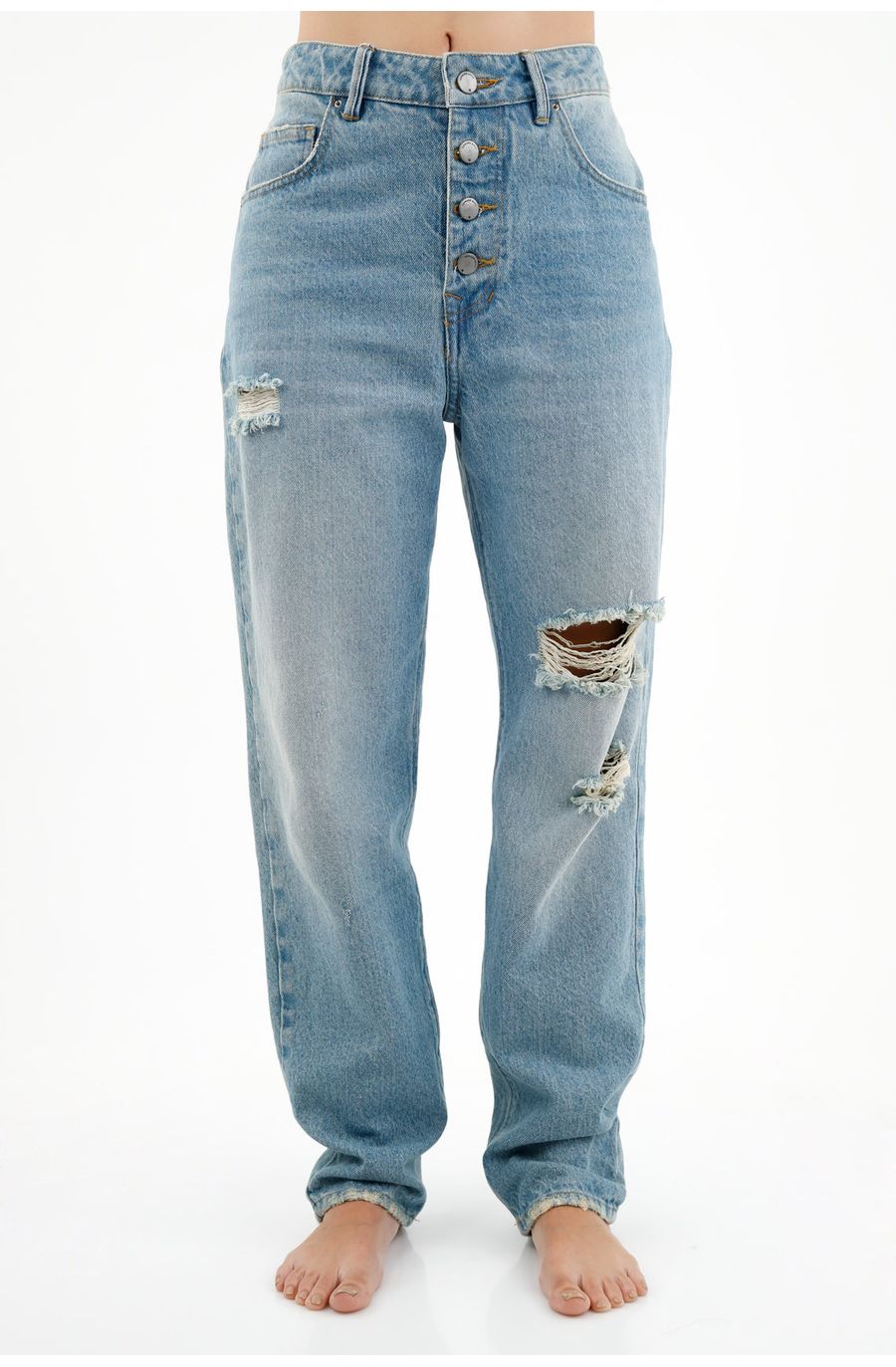 Jean azul con rotos para mujer