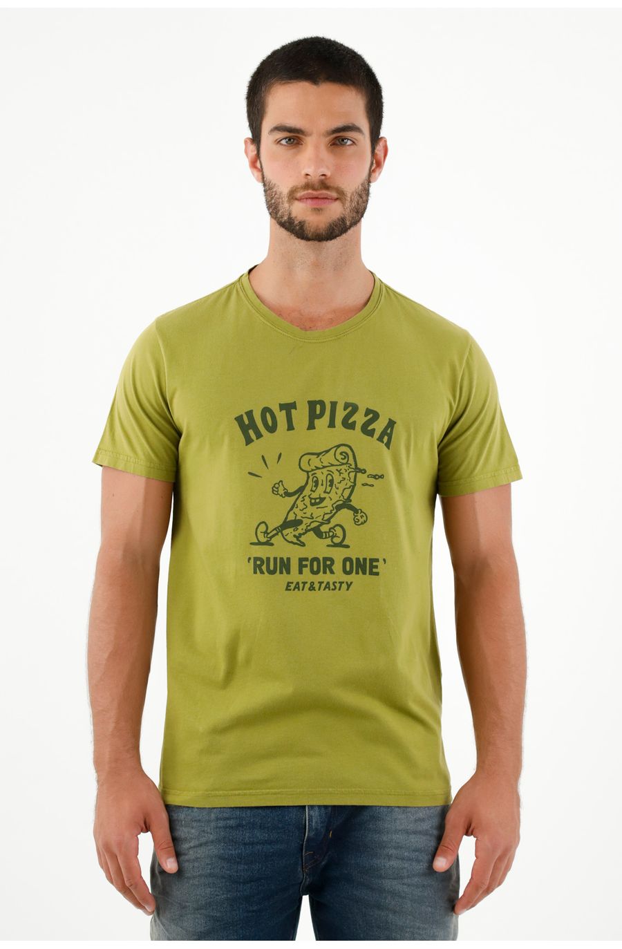 Camiseta verde de silueta tradicional para hombre