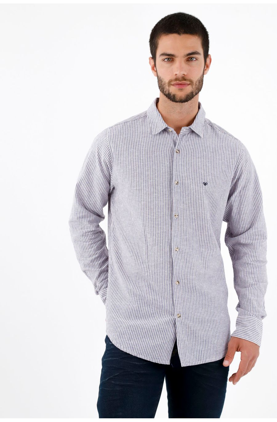 Camisa preteñida azul para hombre