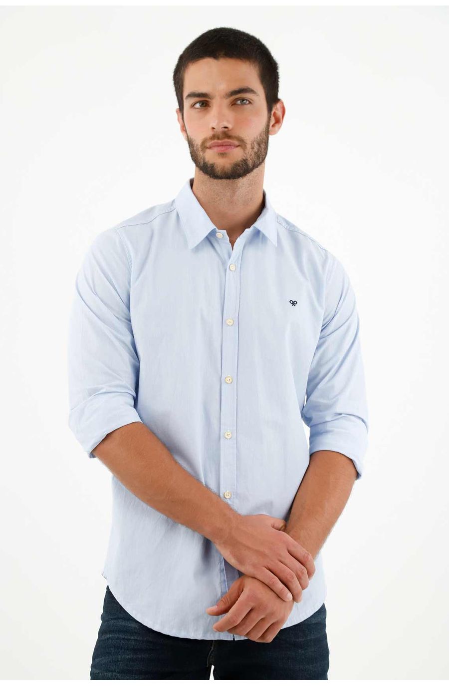 Camisa azul clásica para hombre