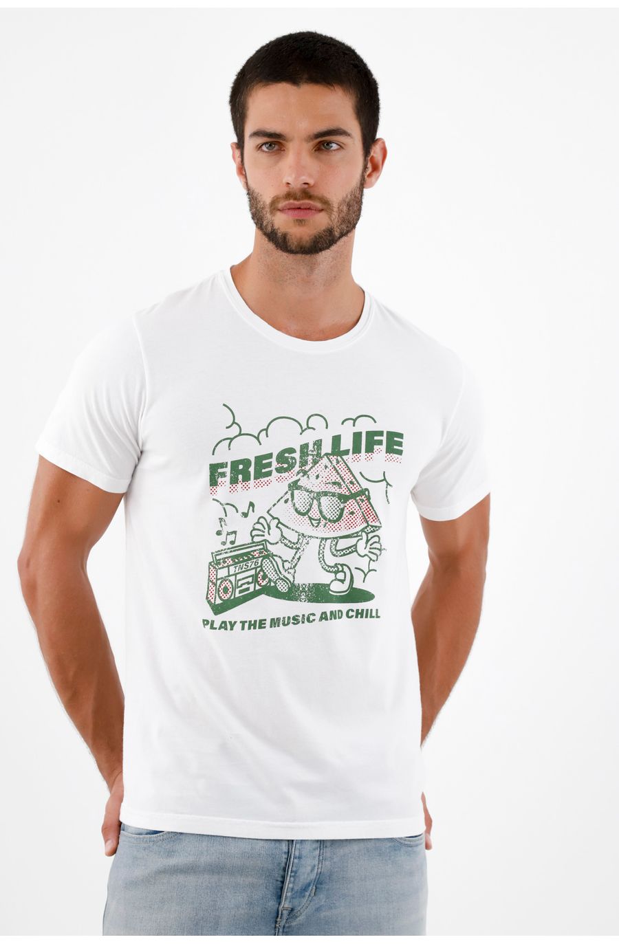 Camiseta blanca estampada para hombre