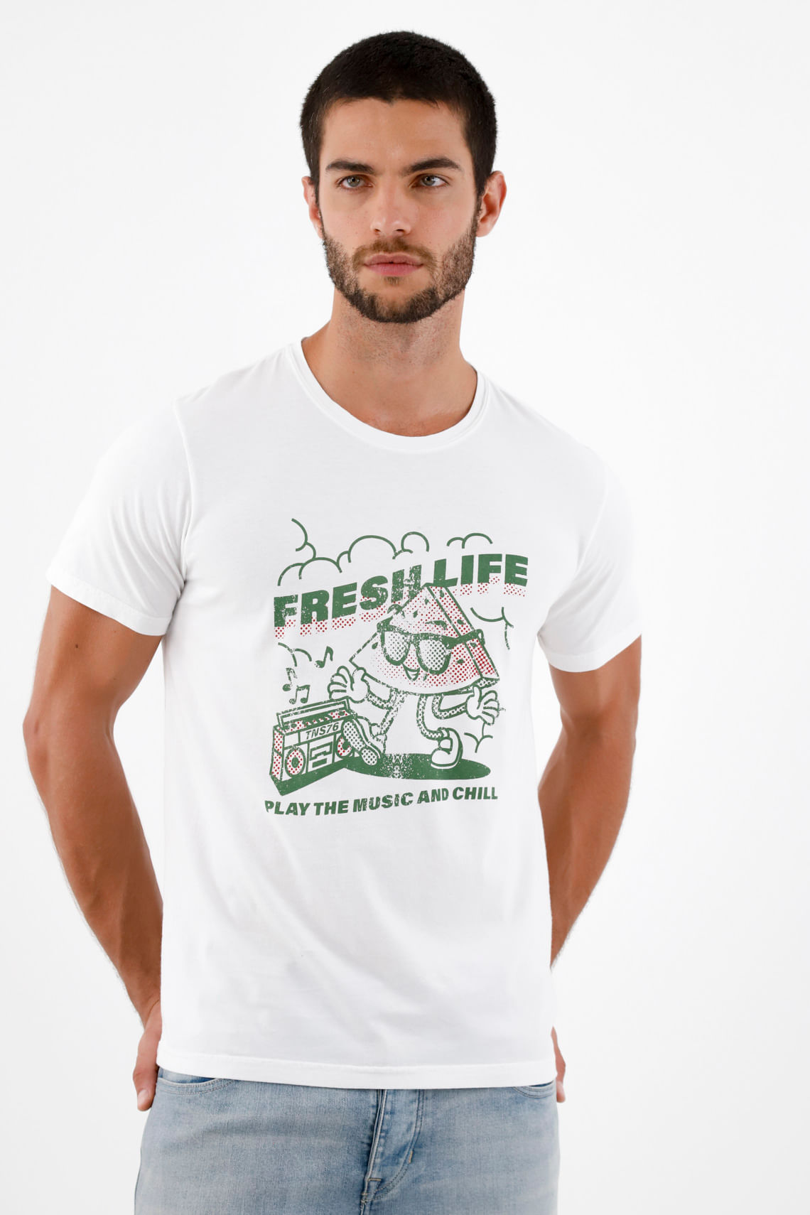 Camiseta blanca estampada para hombre