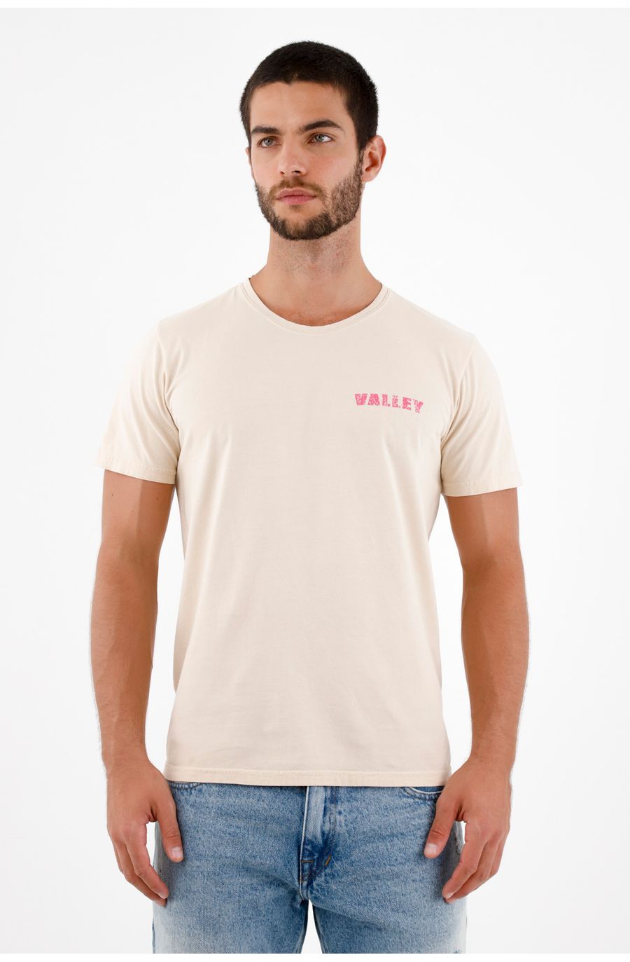 Camiseta crudo estampada en posterior para hombre