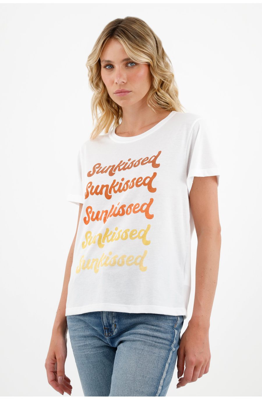 Camiseta estampada blanca para mujer