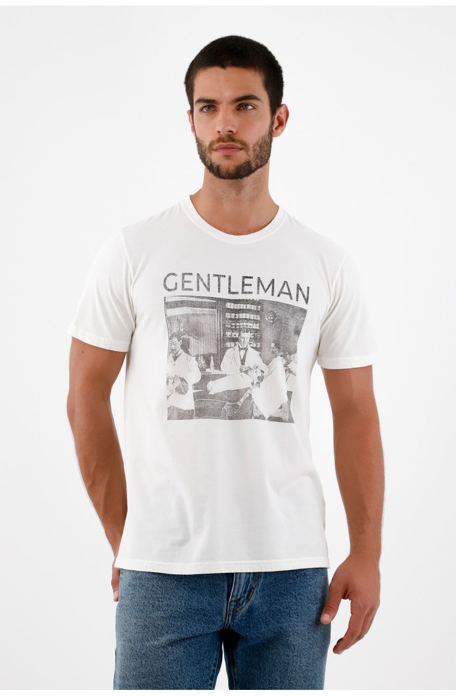 Camiseta crudo estampada para hombre