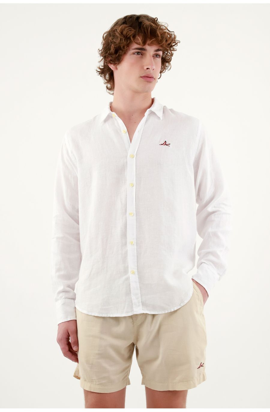 Camisa blanca manga larga unisex