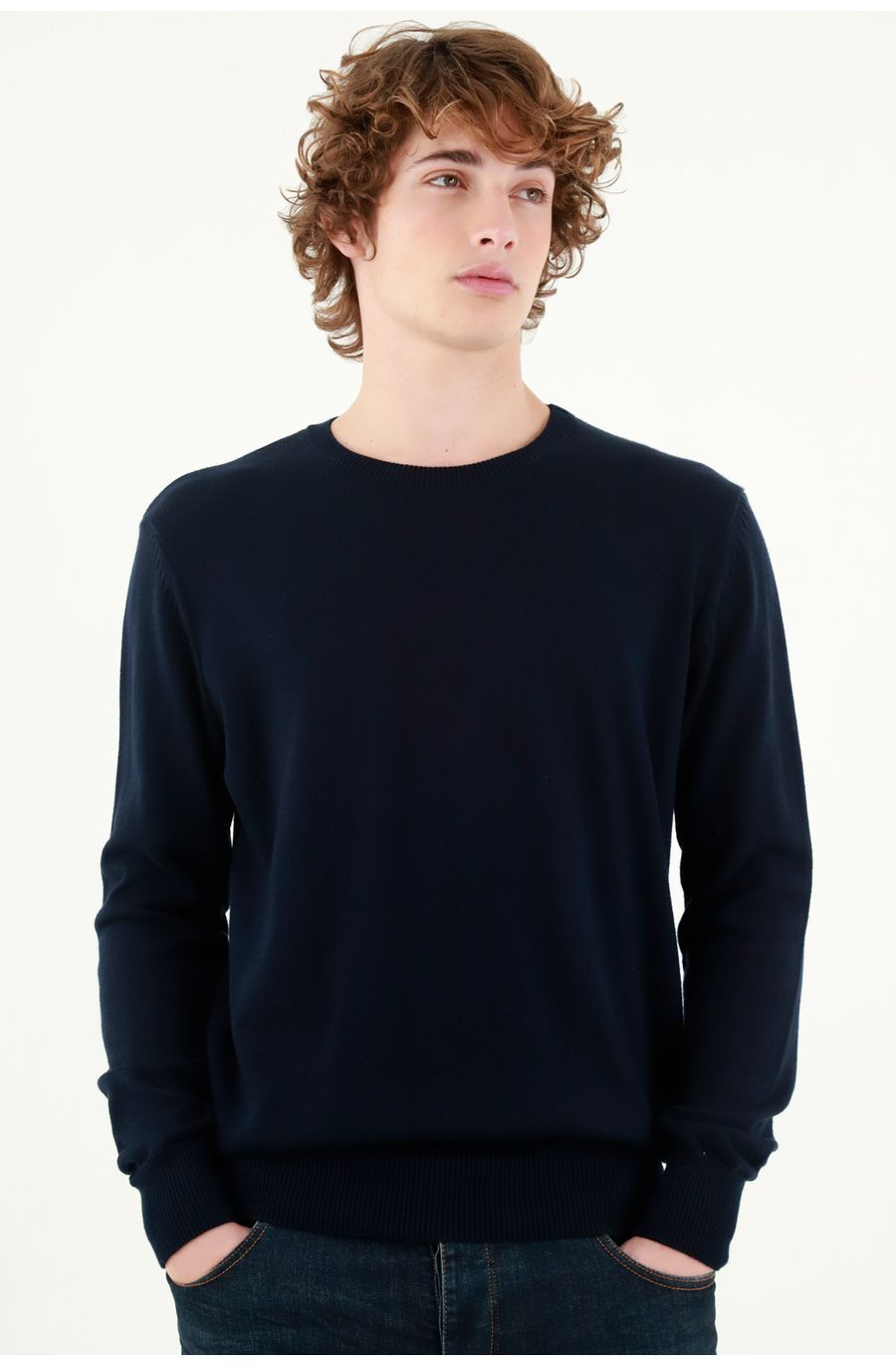 Buzo tejido azul para hombre