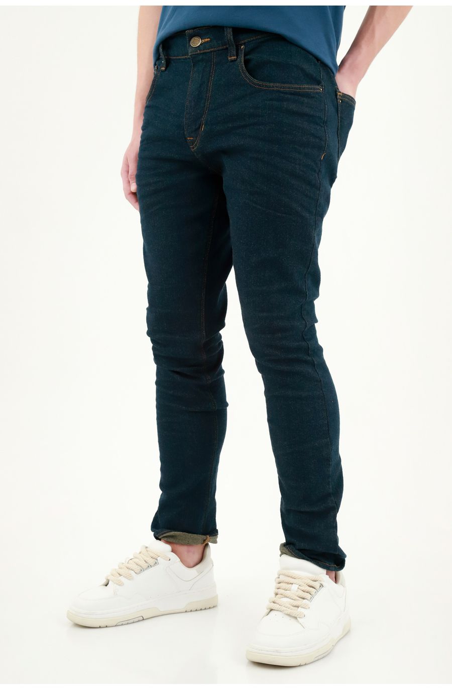 Jean cinco bolsillos oscuro para hombre