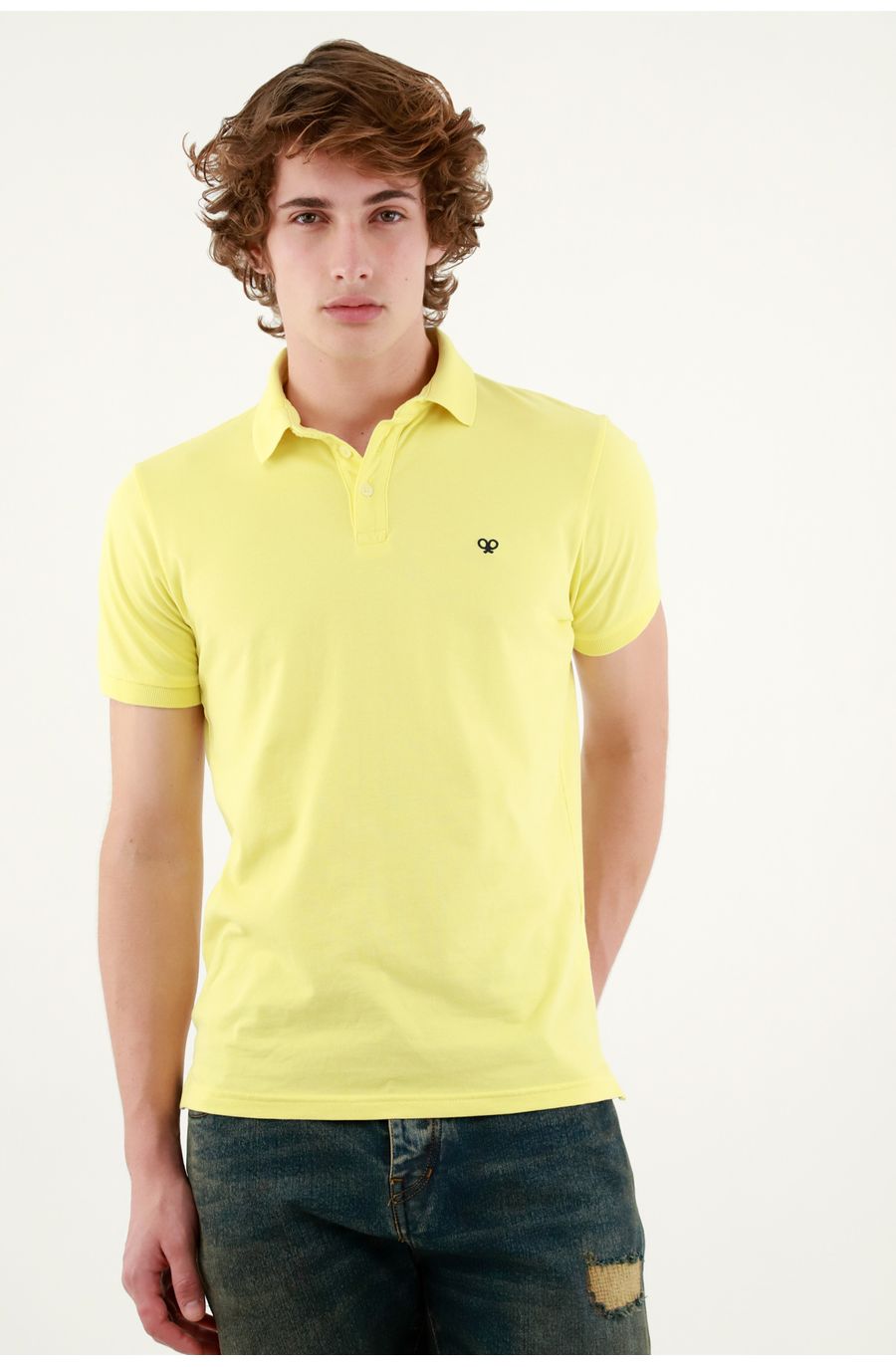 Polo amarilla manga corta para hombre