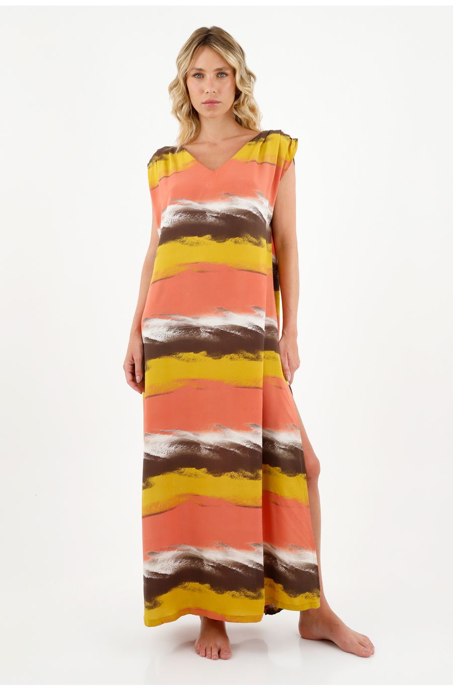 Vestido manga sisa estampado para mujer