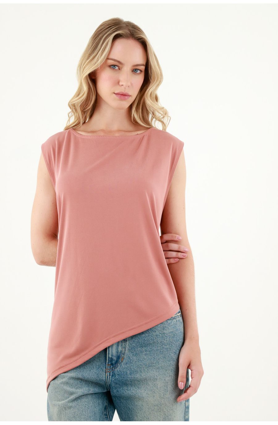 Camiseta naranja manga sisa para mujer