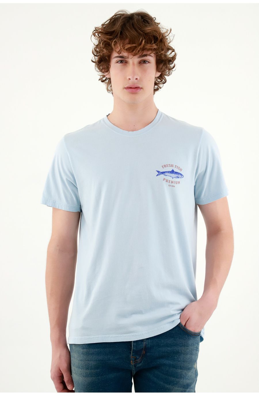 Camiseta básica azul para hombre