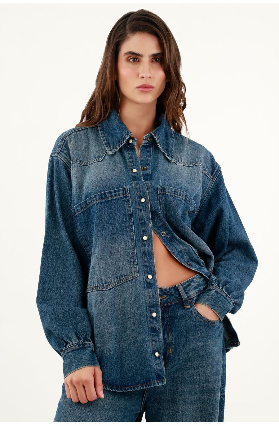 Chaqueta azul tipo cazadora para mujer