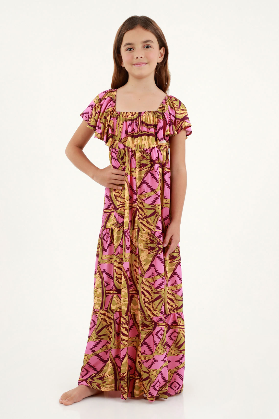 Vestido corto estampado para niña