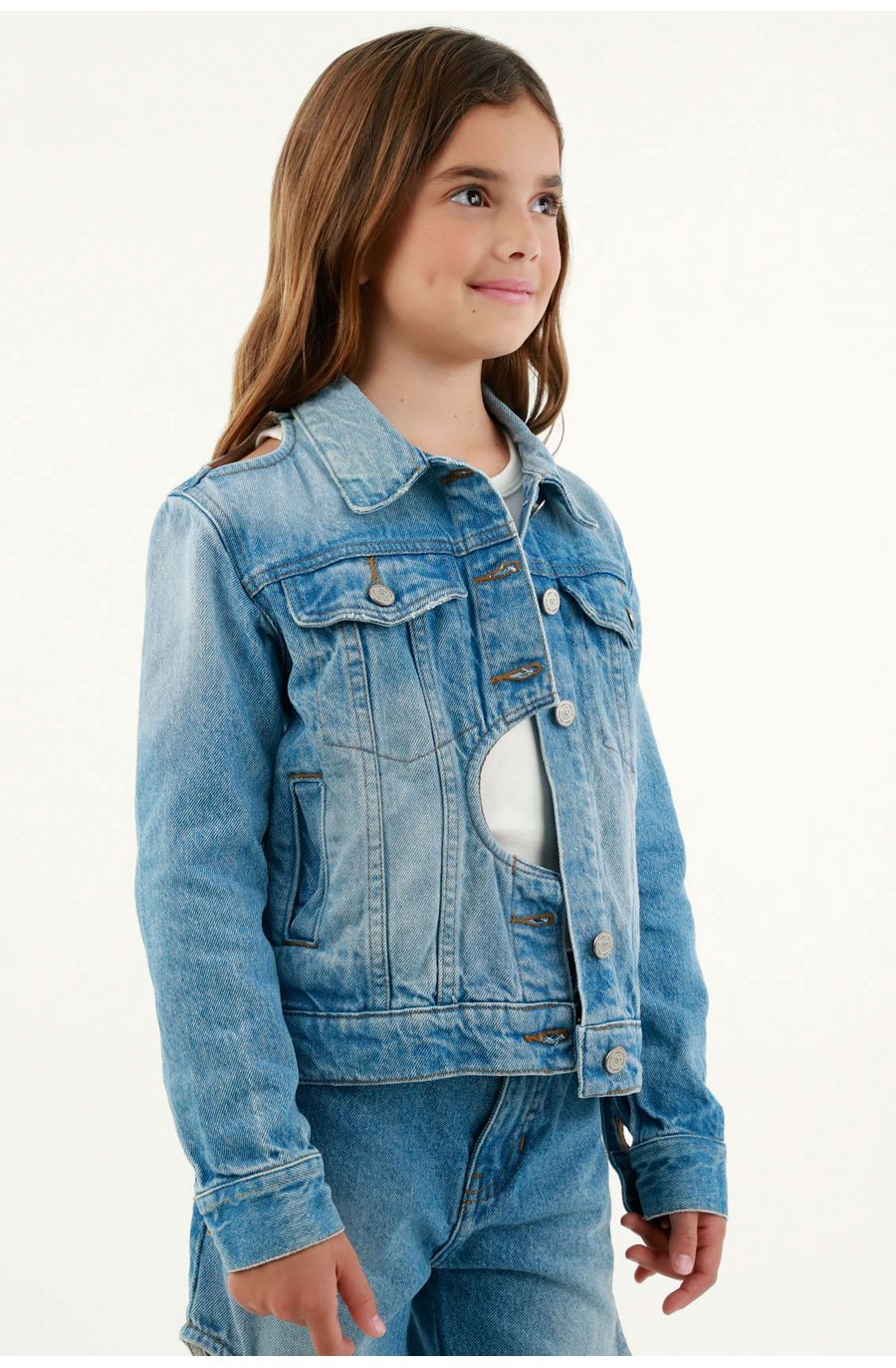Chaqueta en denim azul para niña