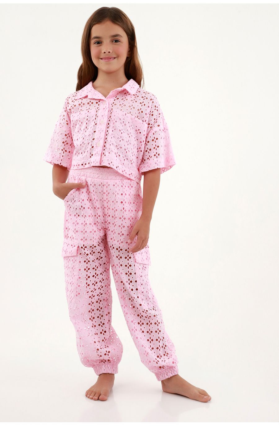 Camisa rosada manga corta para niña