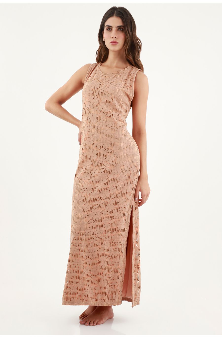 Vestido recto café para mujer