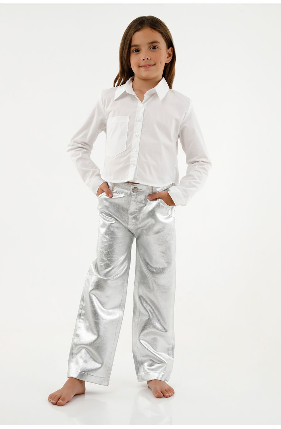 Camisa blanca manga larga para niña