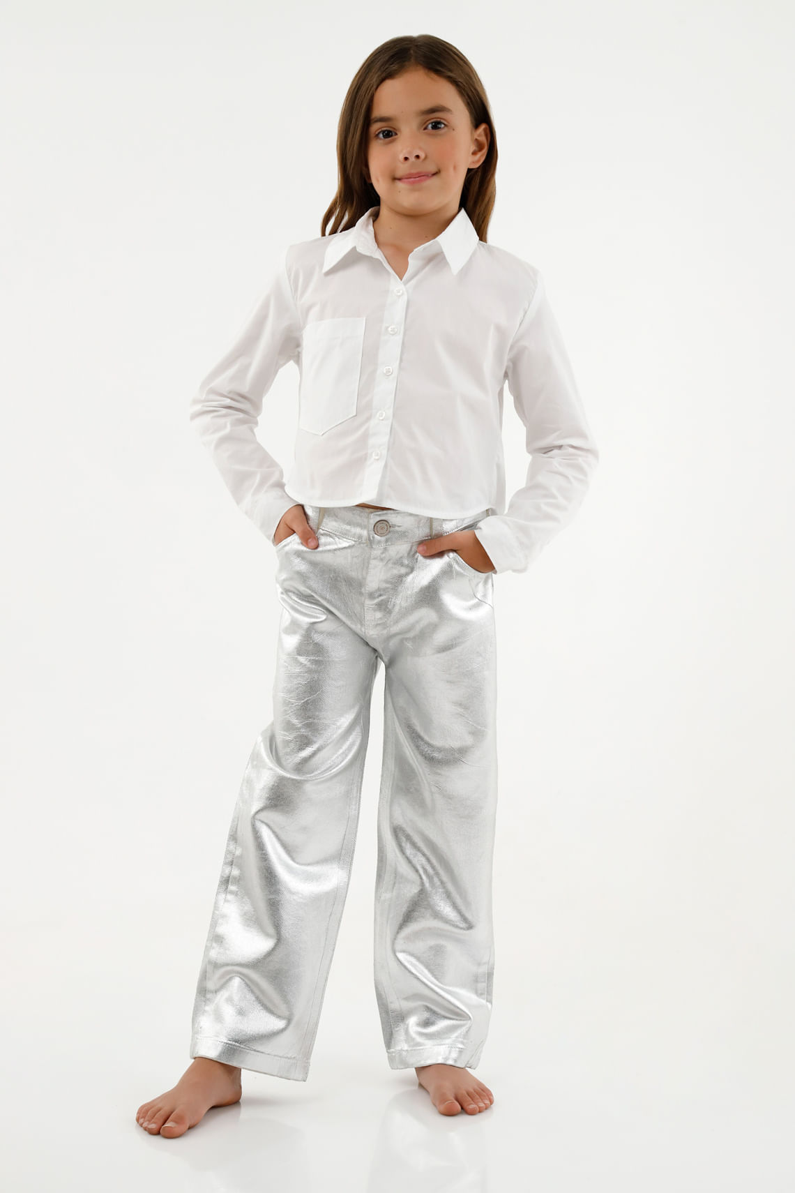 Camisa blanca manga larga para niña