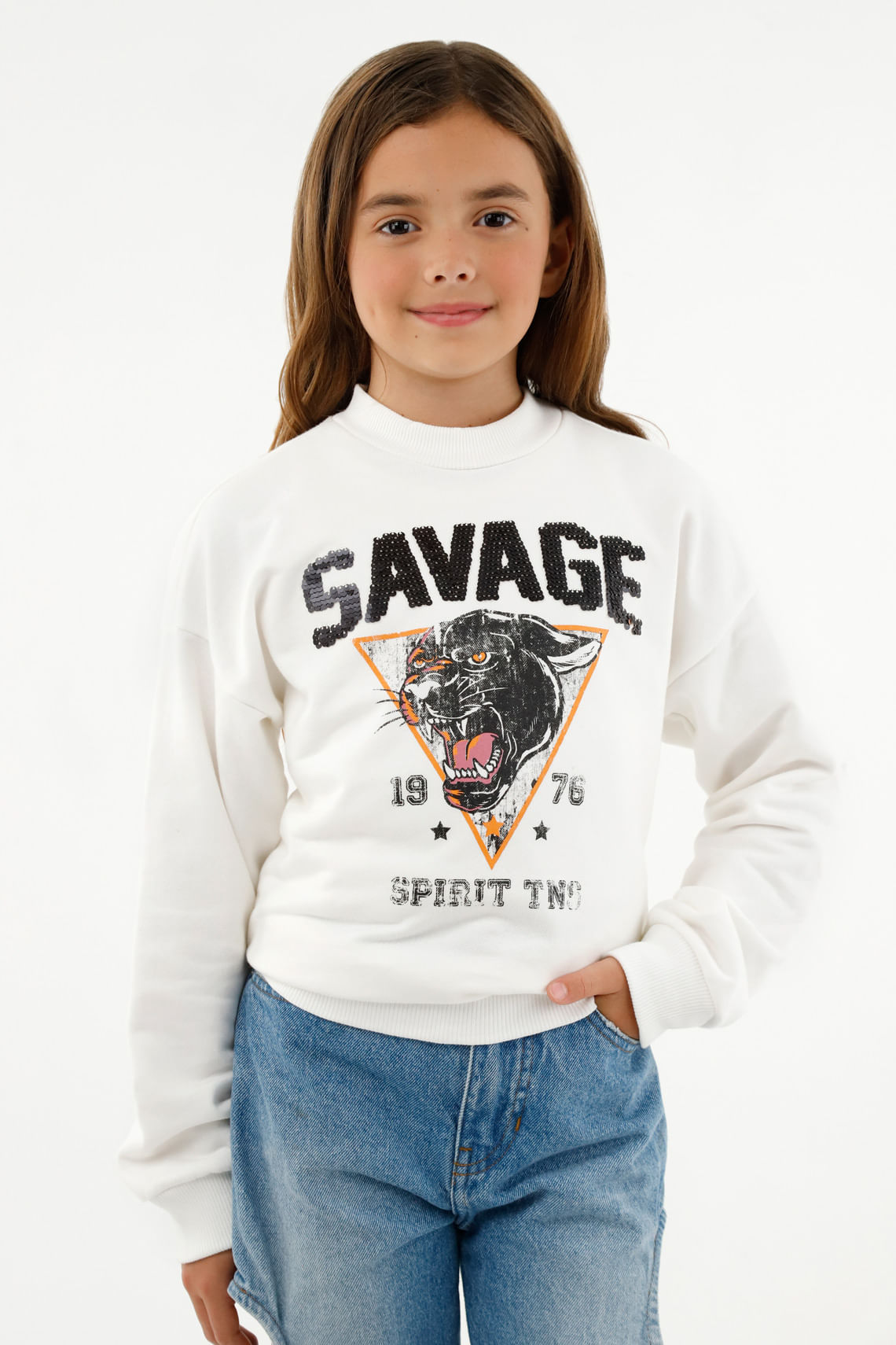 Buzo cerrado crudo para niña