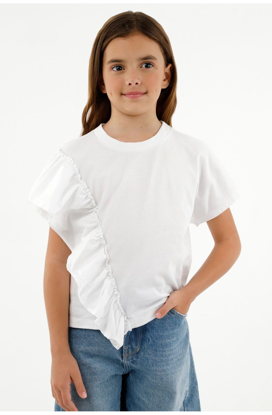Camiseta blanca manga corta para niña