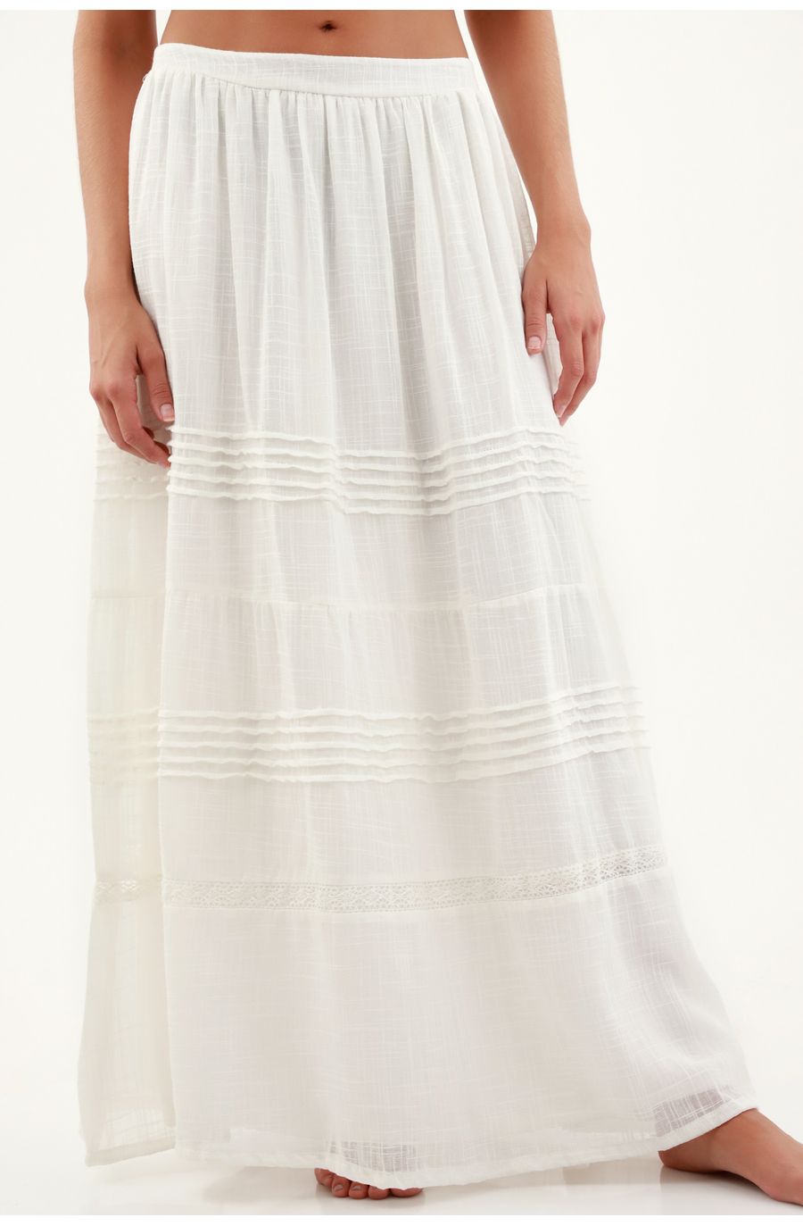 Falda con detalles de encaje crudo para mujer