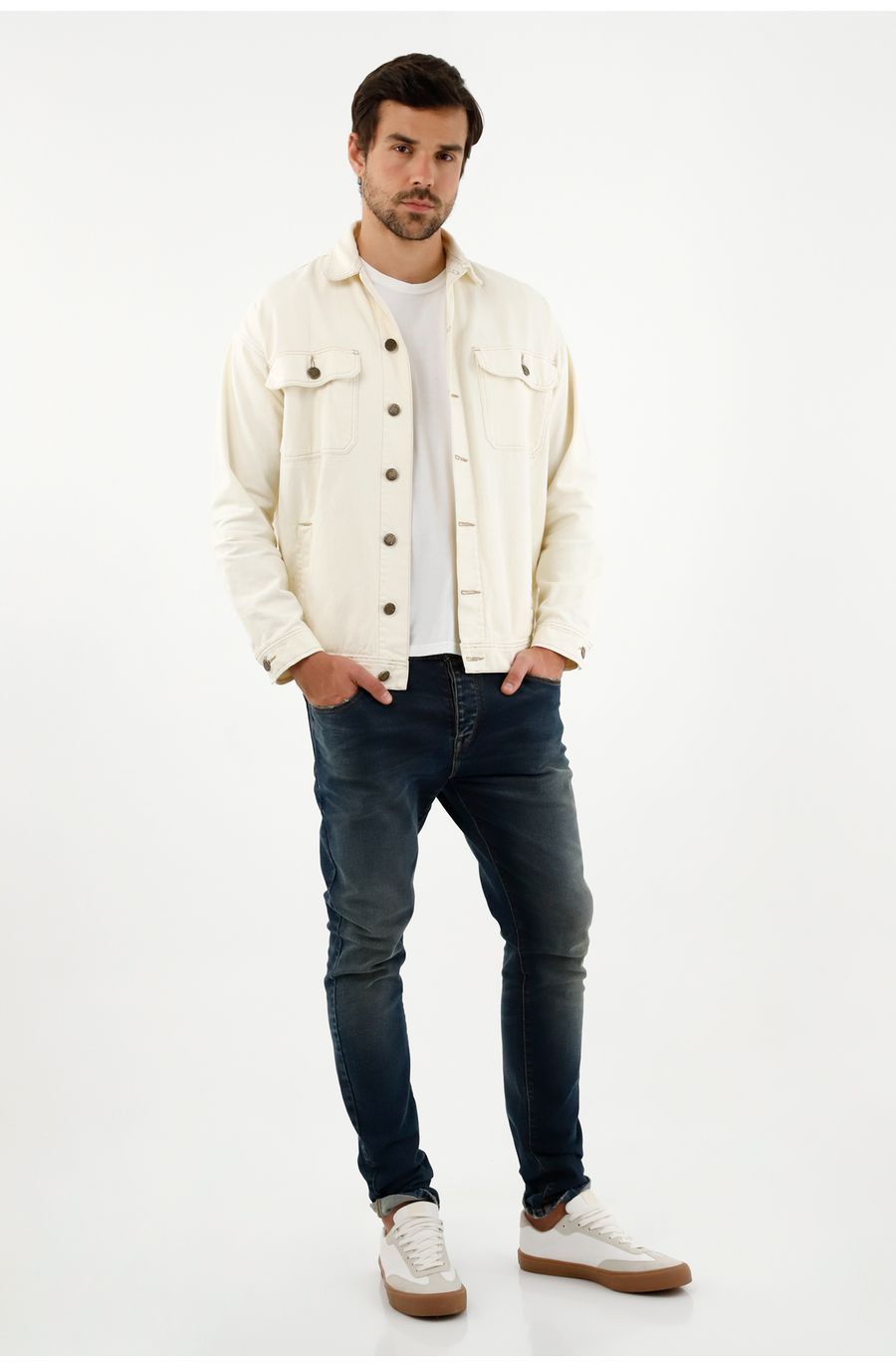 Chaqueta crudo con bordado para hombre
