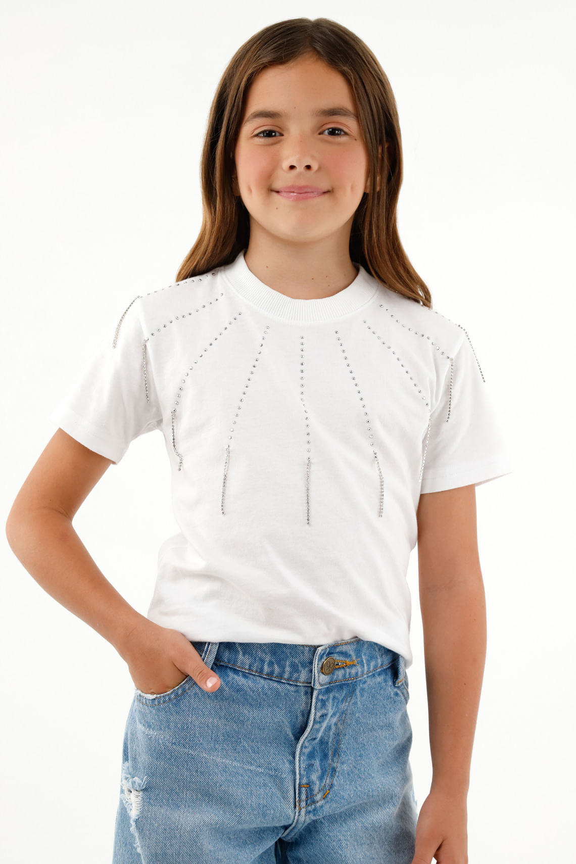 Camiseta blanca manga corta para niña