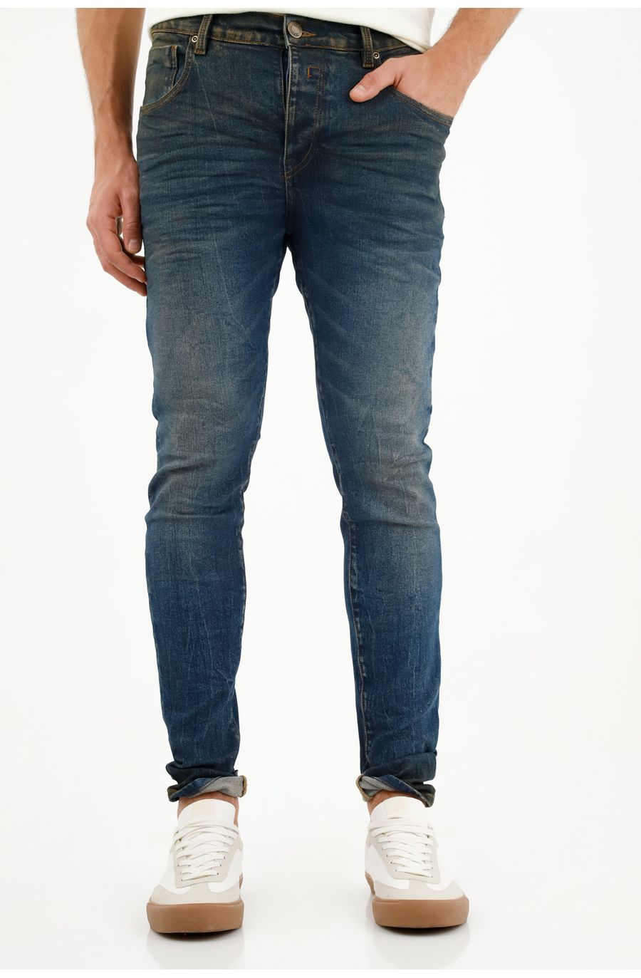 Jean azul con dirty fuerte para hombre