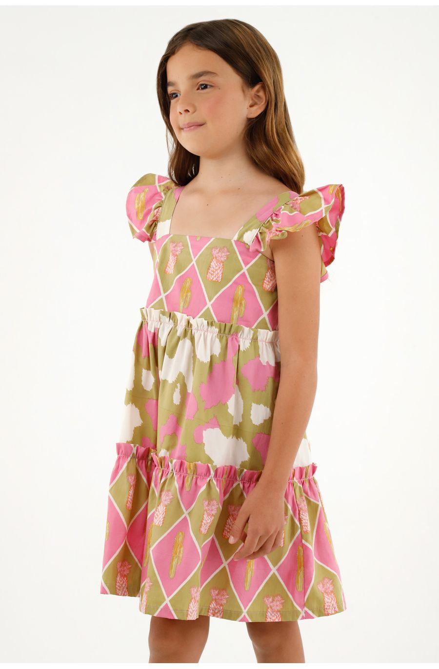 Vestido en mix de estampados para niña