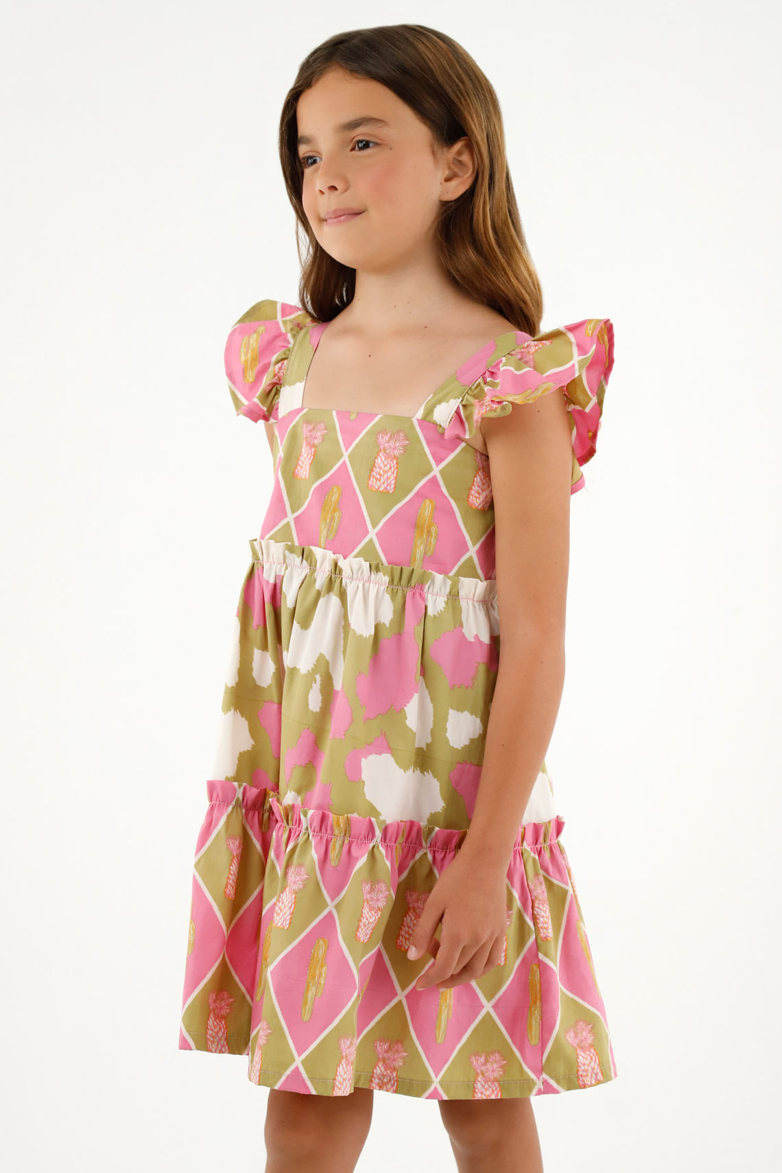 Vestido en mix de estampados para niña