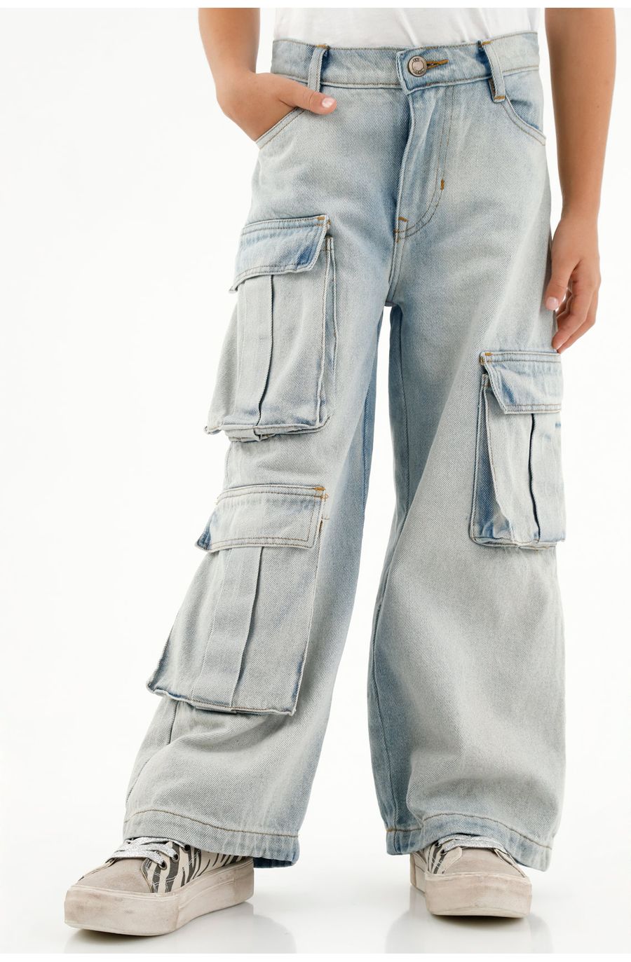 Jean Wide Leg azul para niña