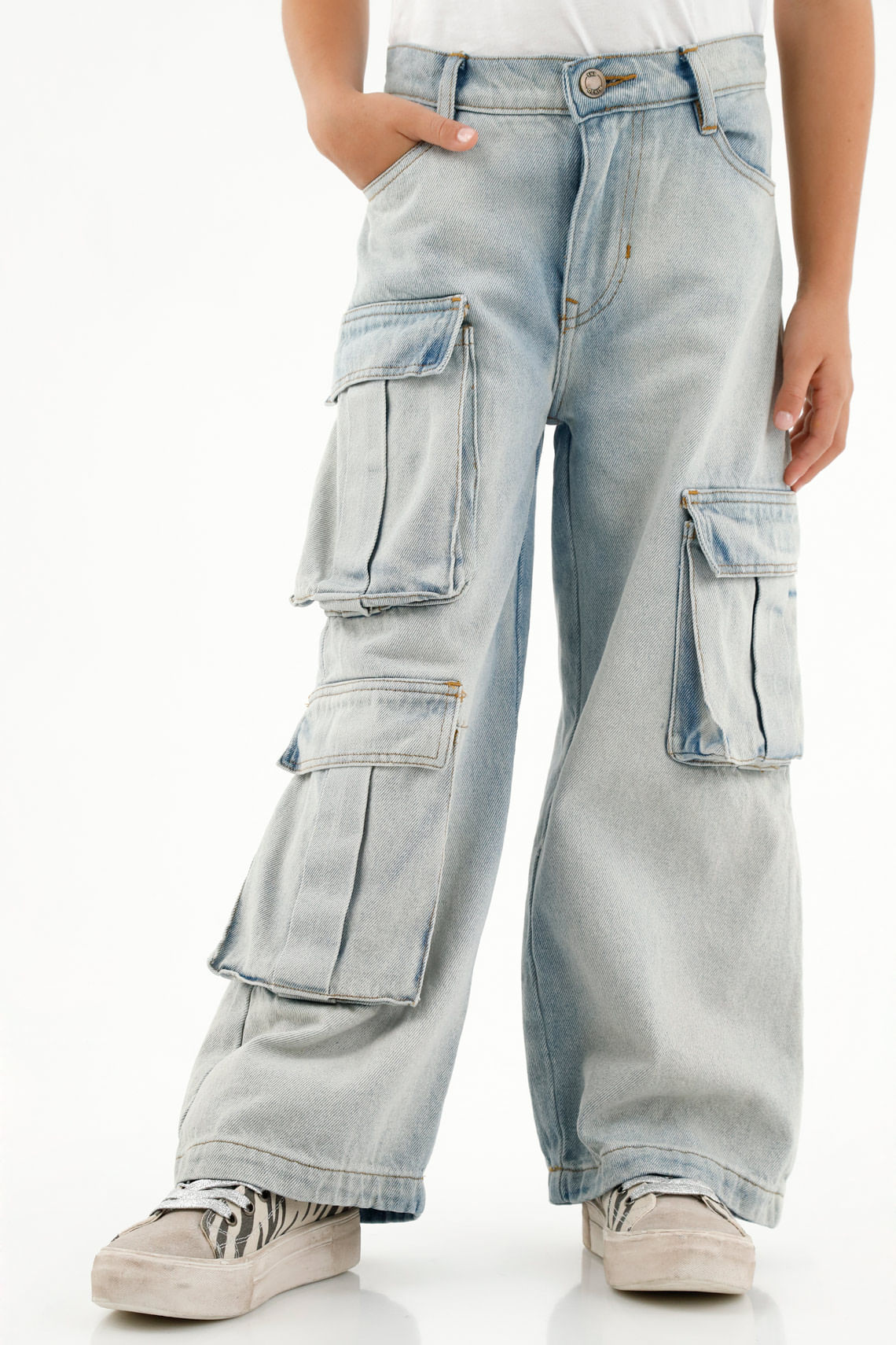 Jean Wide Leg azul para niña