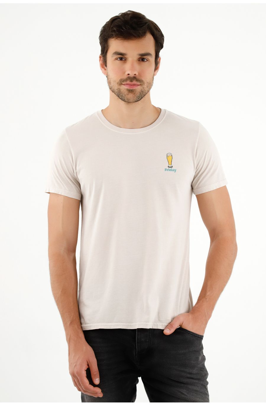 Camiseta crudo estampada para hombre