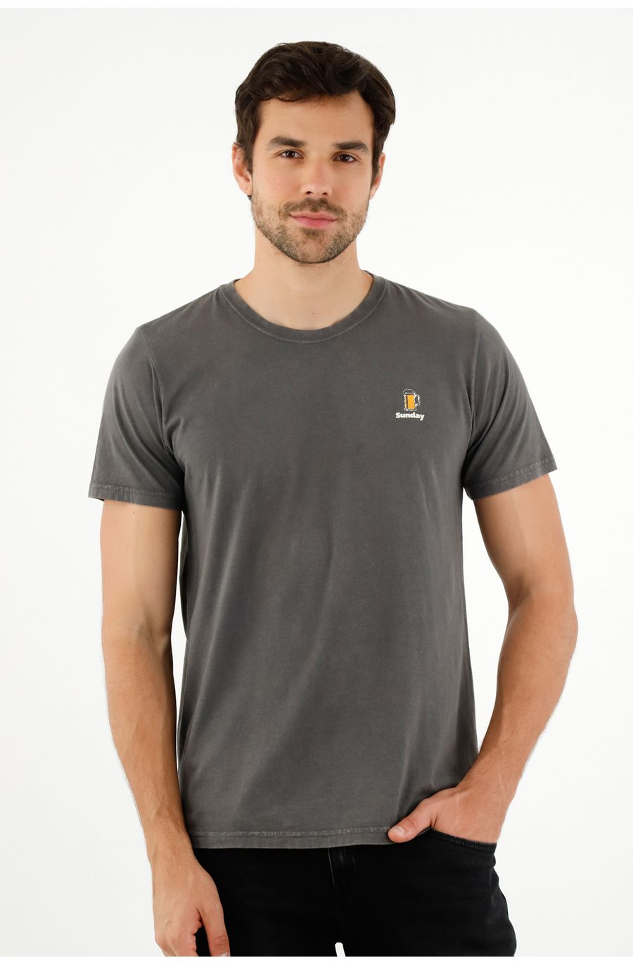 Camiseta gris estampada para hombre