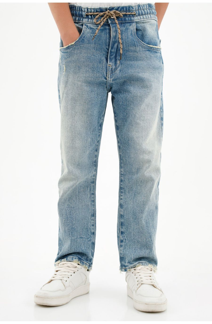 Jean azul con pretina enresortada para niño