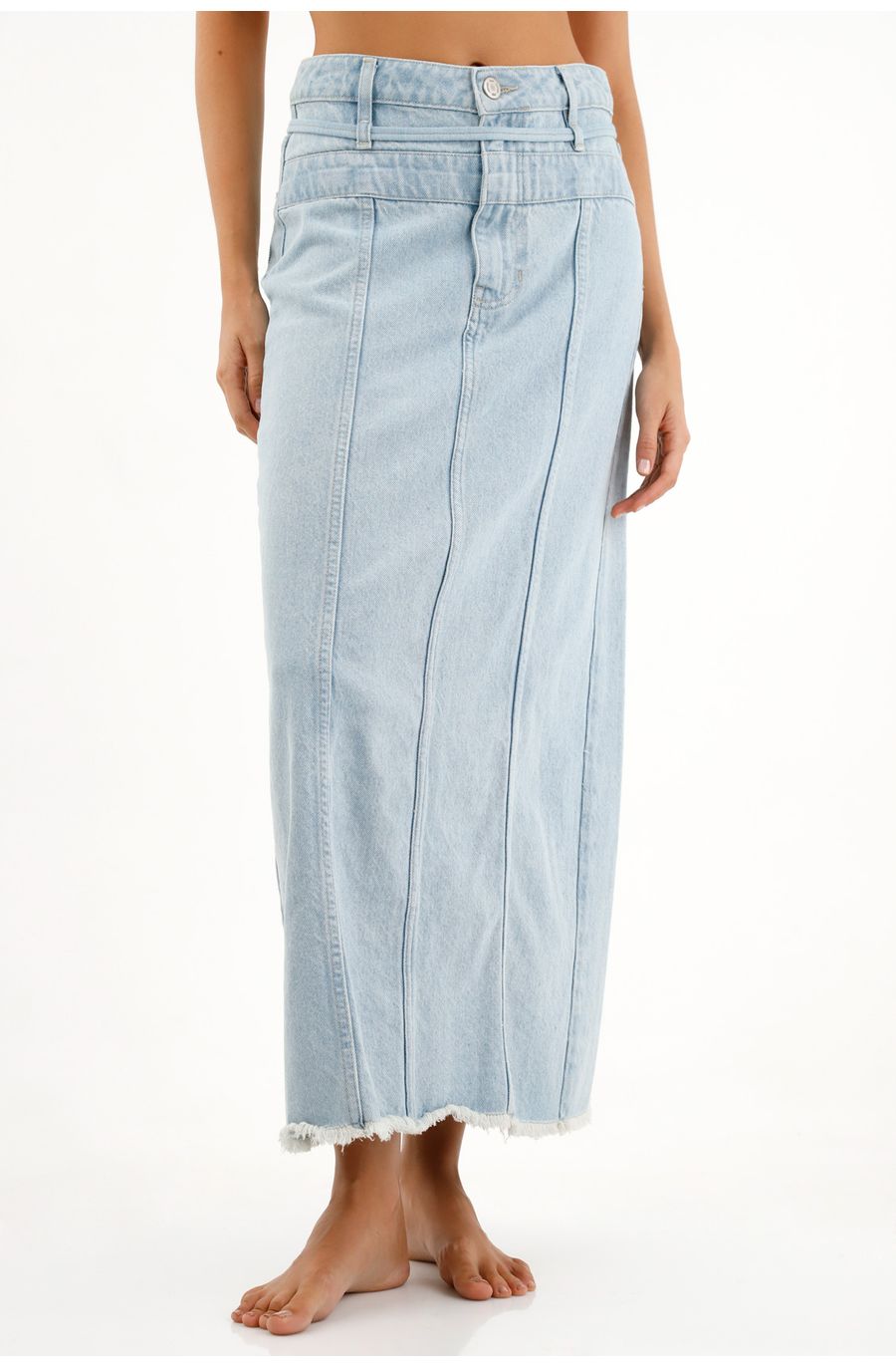 Falda con cortes en delantero azul para mujer