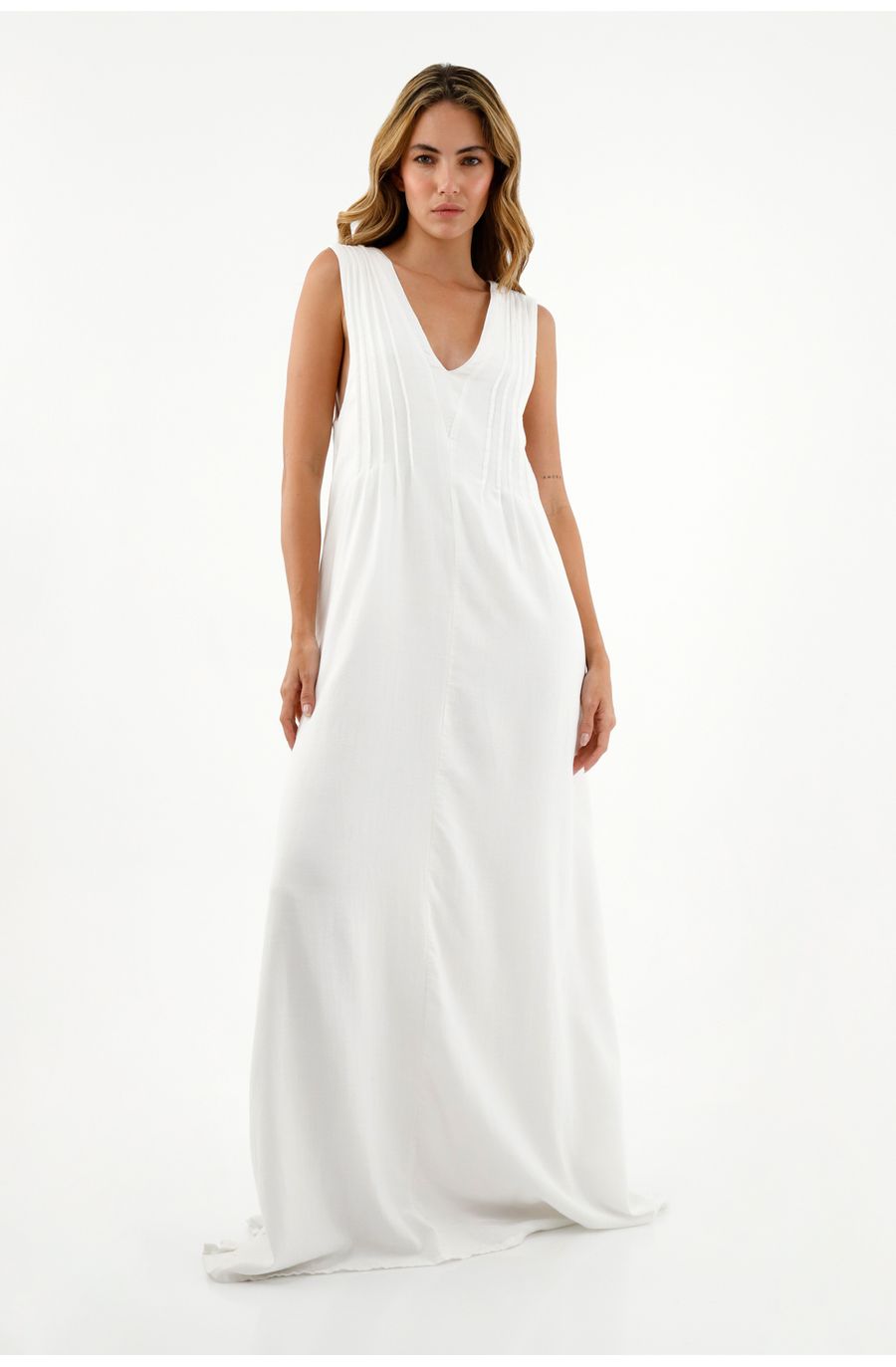 Vestido largo blanco para mujer