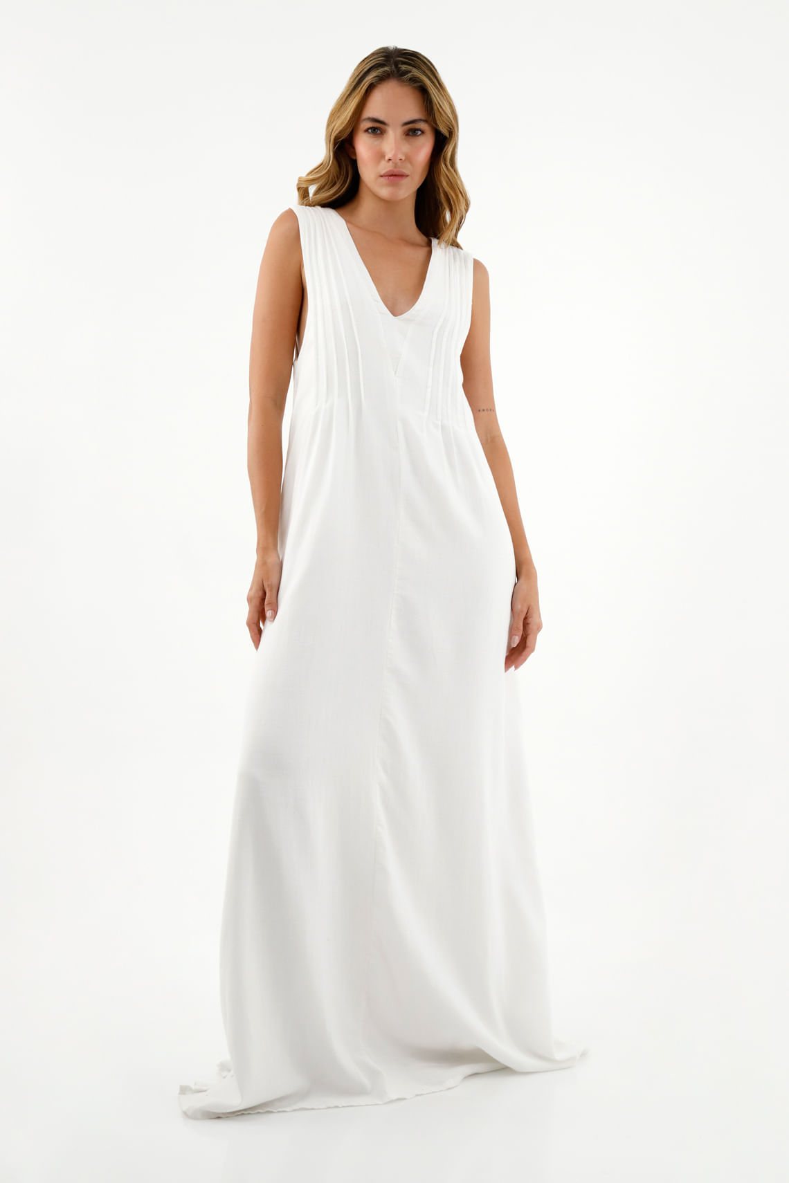 Vestido largo blanco para mujer