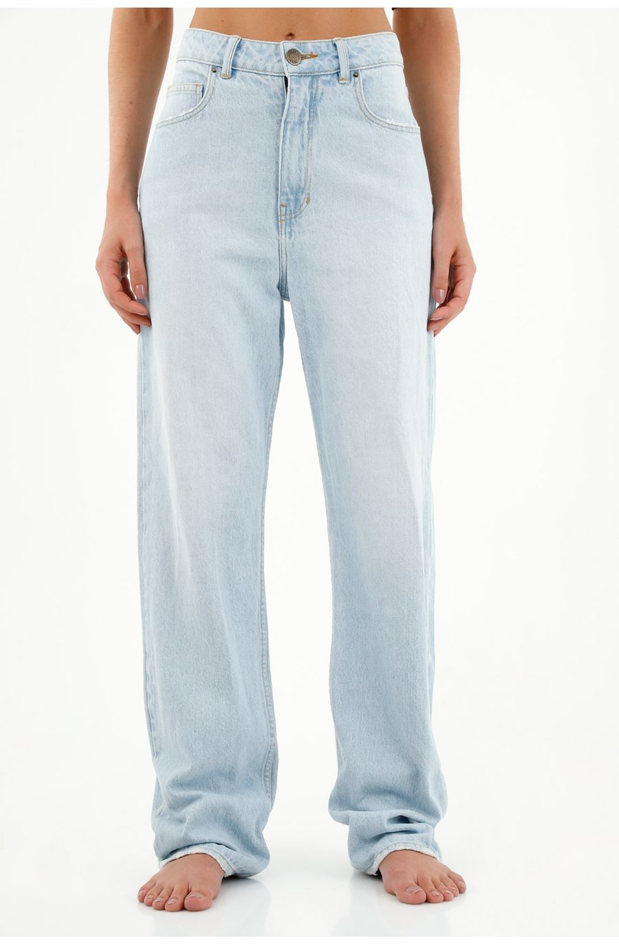Jean azul bota recta para mujer