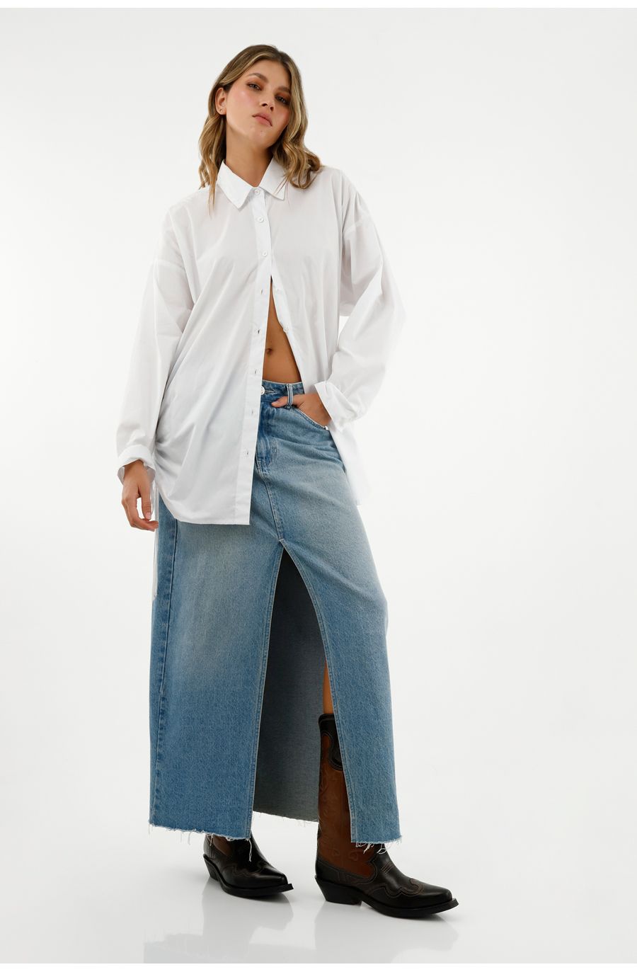 Camisa manga larga blanca para mujer