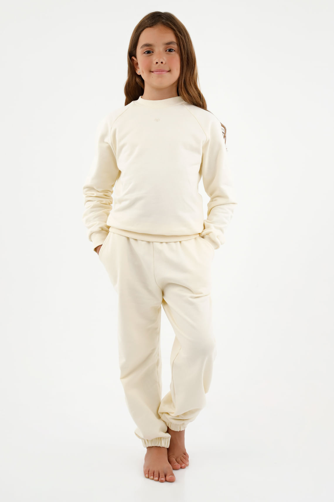 Buzo crudo estampado punto corazón para niña